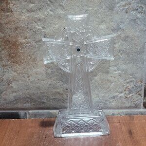 Vintage Lenox Jeweled Celtic Crystal Cross Green Stone